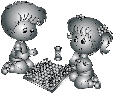 Boy And Girl Playing Chess By DG RA Duochrome clipart