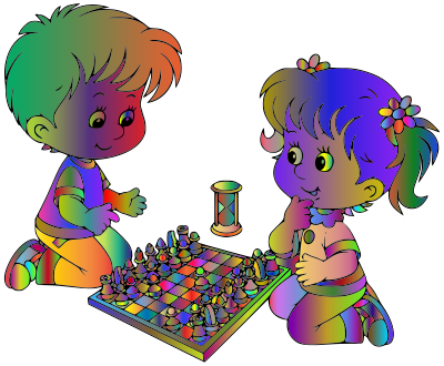 Boy And Girl Playing Chess By DG RA Polyprismatic clipart