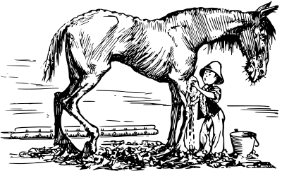 Boy and old nag clipart
