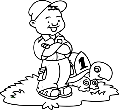 Boy and Turtle 1 clipart