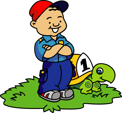 Boy and Turtle clipart