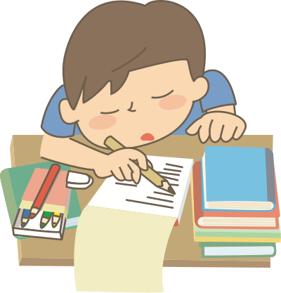 Boy doing homework clipart