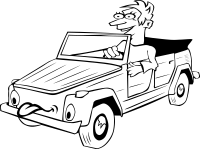 Boy Driving Car Cartoon clipart