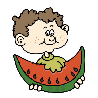 Boy Eating a Watermelon - Flat Colour Remix clipart