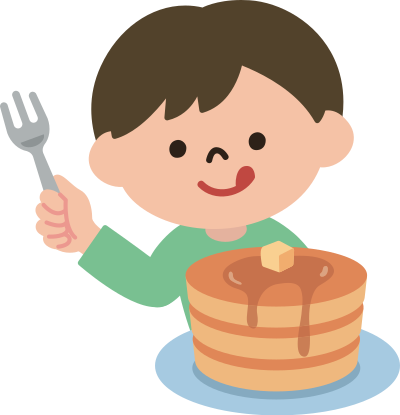 Boy eating pancakes clipart