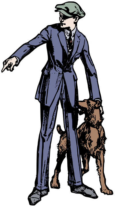 Boy in a Suit with a Dog - Colour clipart