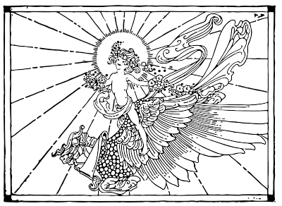 Boy on a winged horse clipart