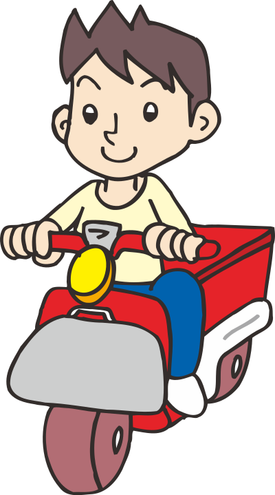 Boy on delivery scooter clipart