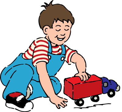 Boy playing with toy truck clipart