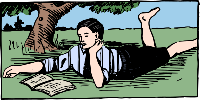 Boy Reading - Colour Remix clipart
