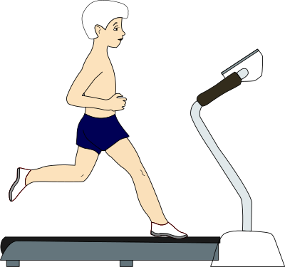 Boy running on treadmill clipart
