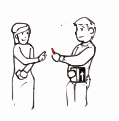 Boy Shares his Pen clipart