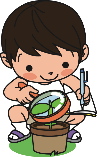 Boy studying plant clipart