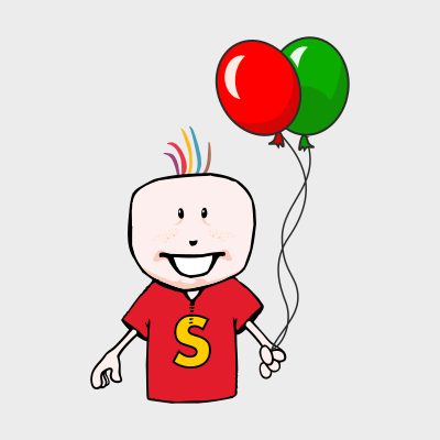 Boy with balloons clipart