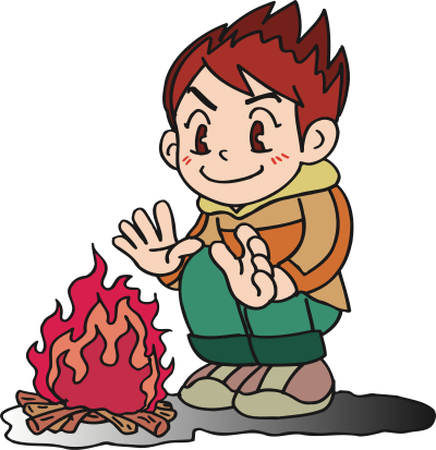 Boy with campfire clipart
