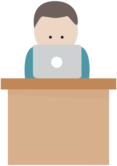 Boy With Computer At Desk clipart