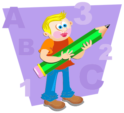 Boy With Giant Pencil clipart