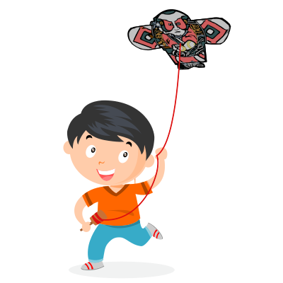 Boy with Japanese Kite clipart
