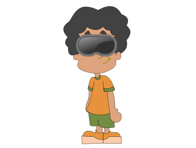 Boy with vr goggles clipart