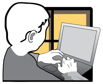 Boy Working On A Laptop clipart