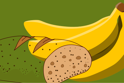 Bread and banana as still life clipart