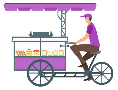 Bread Seller with Advanced Cycle cart clipart