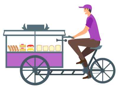 Bread Seller with Cycle Cart clipart