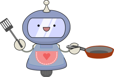 Breakfast making robot clipart