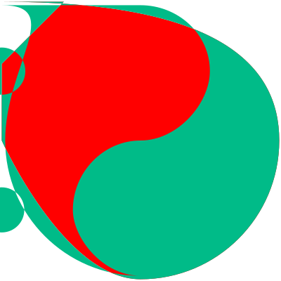 Bright Red and Dark Greenish Cyan Yin-Yang clipart