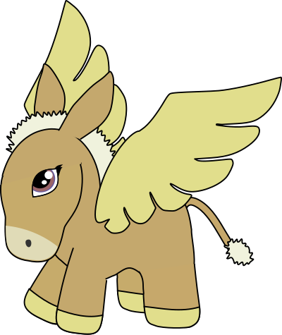 Brown and gold donkey pegasus clipart