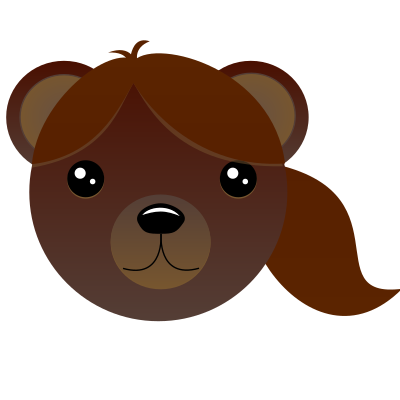 Brown bear with pony tail clipart