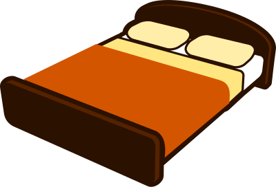 Brown Bed with Brown Blanket clipart