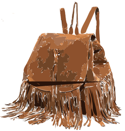 Brown Leather Tassled Bag clipart