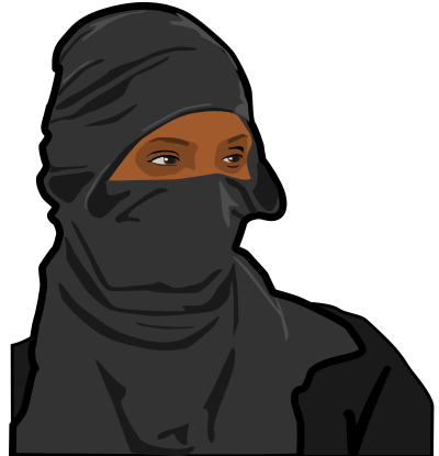Brown woman wearing a t-shirt as a mask clipart