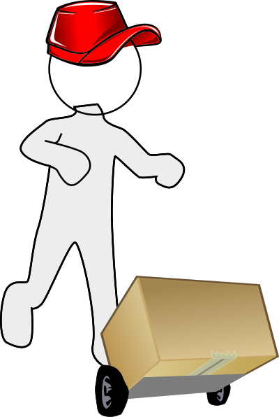 Bubble Person carrying a packet using a crate clipart