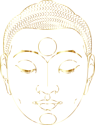 Buddha Face Line Art With Hair Gold No Silhouette clipart