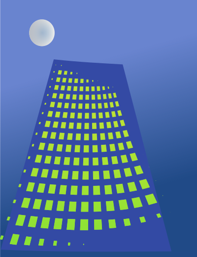Building in moonlight clipart