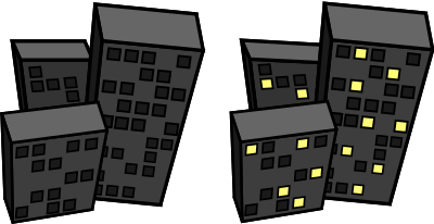 Buildings at night clipart