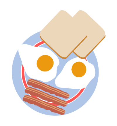Bull's eye eggs with toast and bacon clipart