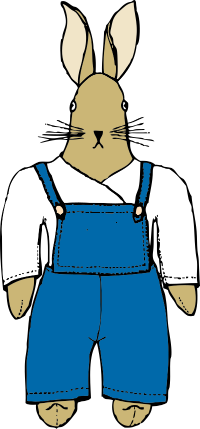 Bunny in overalls front view clipart