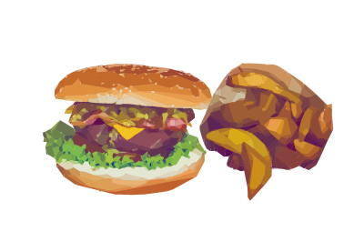 Burger and Potato Wedges clipart