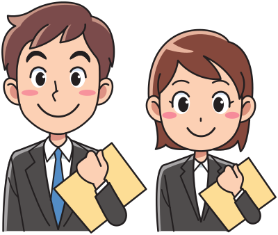 Business man and woman with documents clipart