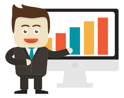 Businessman Pointing To Graph On Monitor clipart