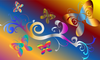 Butterflies Flourish Enhanced With Background 4 clipart