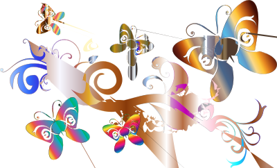 Butterflies Flourish Enhanced With Strokes clipart