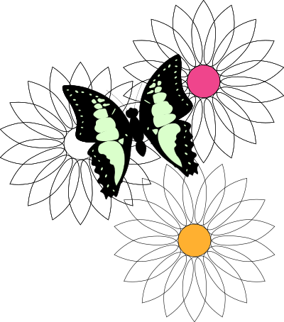Butterfly and flowers clipart