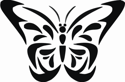Butterfly black on white background clipart