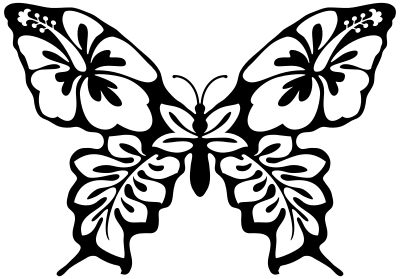 Butterfly Flower Line Art clipart