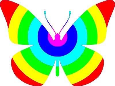 Butterfly with saturated rainbow colors clipart