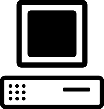 B&W cartoon computer (base + monitor) clipart